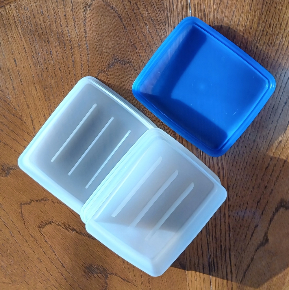 Tupperware Blue and White Storage Set